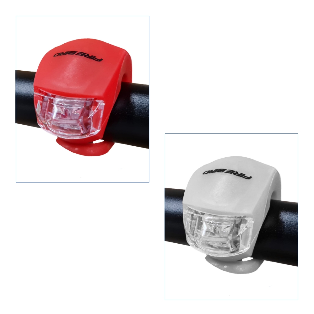 Luces Delantera y  Trasera Led de Silicona- a Pila -Set Colores Rojo y Blanco