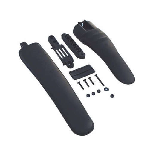 [17660] Guardabarro Mtb Playera Plastico para Agarre al Caño Porta Asiento - Negro - Par